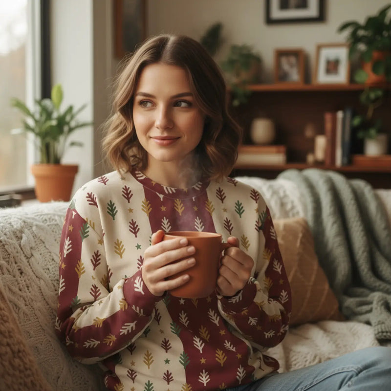 Pine tree Pattern Sweatshirt — Cozy Winter All-Over Print