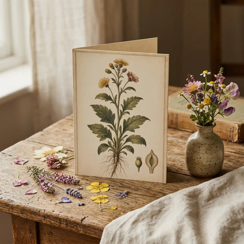 Vintage Botanical Wildflower Thinking of you Greeting Card