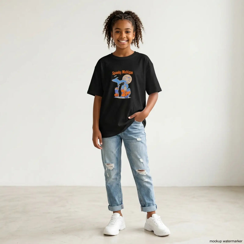 Spooky Halloween Michigan Kids T-Shirt