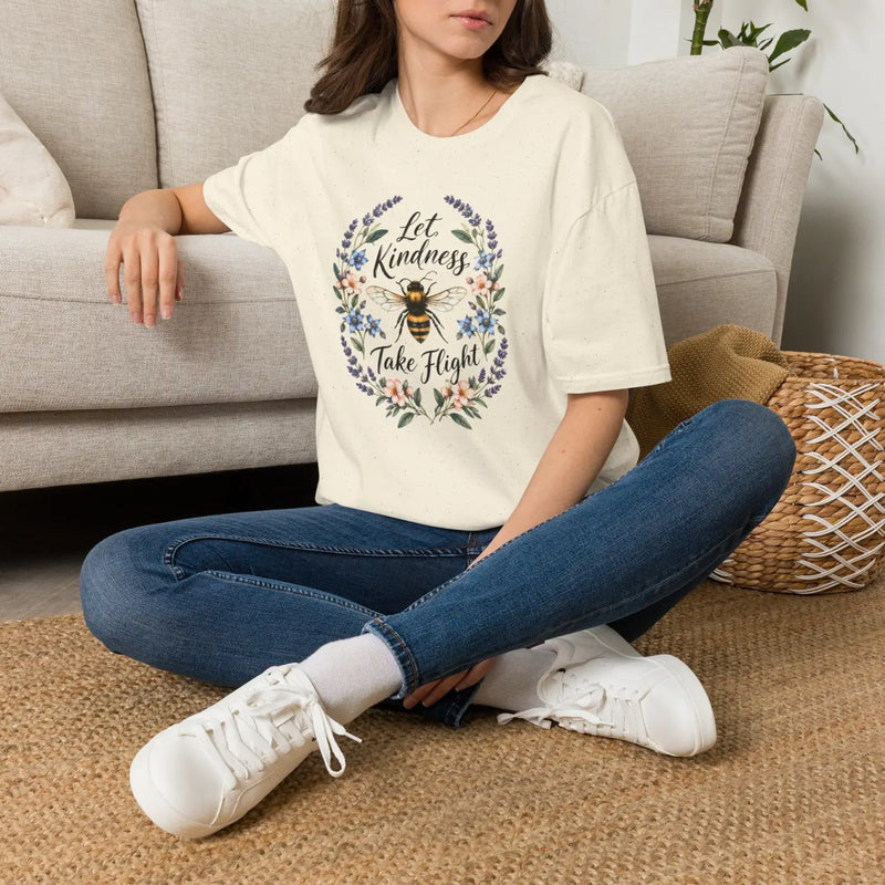 Bee Floral T‑Shirt — "Let Kindness Take Flight" Inspirational Tee