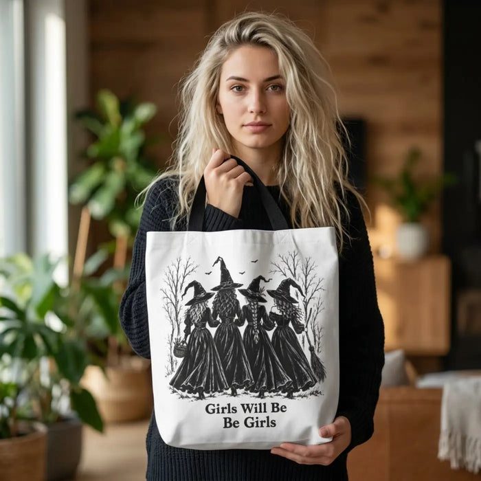 Witch Sisters Tote — “Girls Will Be Girls” Halloween Tote Bag