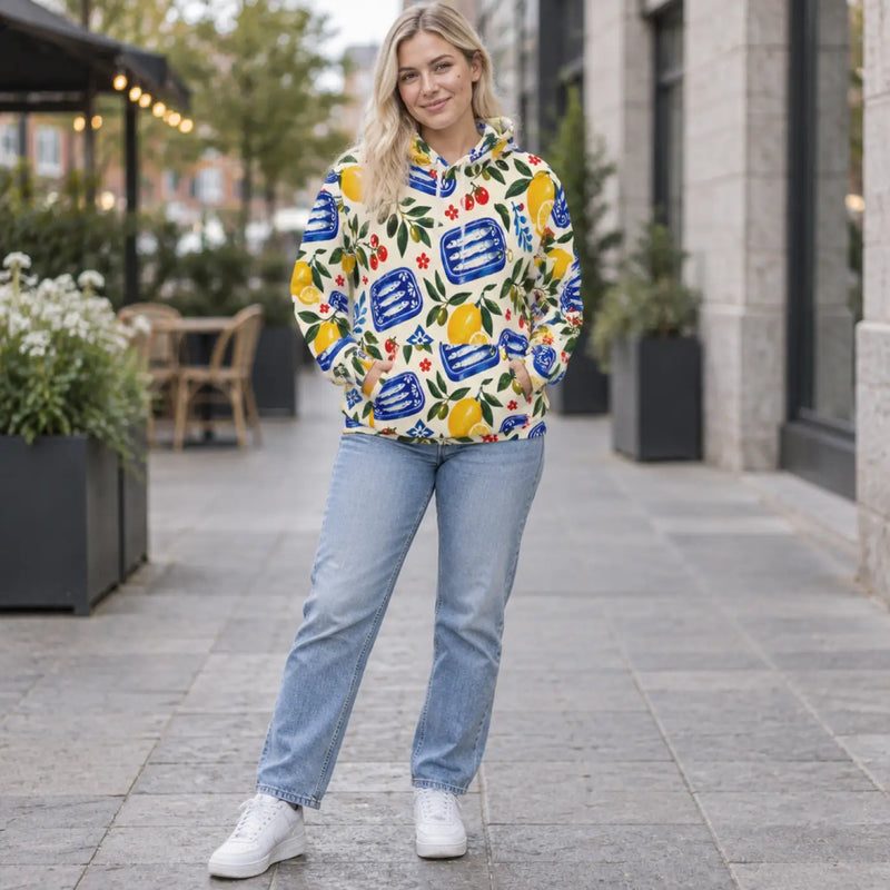Citrus and Sardines Kitchen Pattern Pullover Hoodie