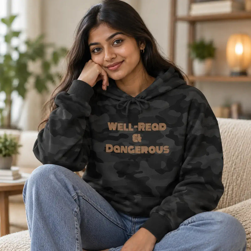 Women’s Cropped Hooded Sweatshirt – “Well-Read & Dangerous”