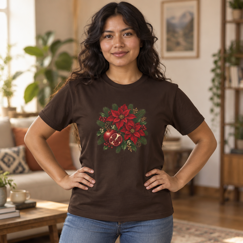 Christmas Poinsettia Floral T-Shirt