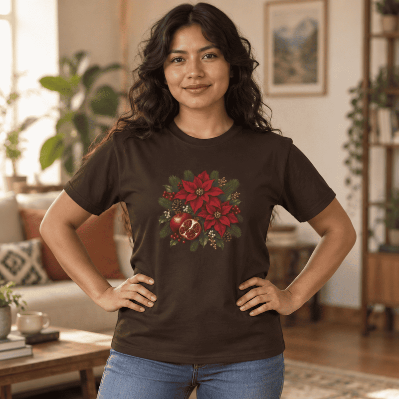 Christmas Poinsettia Floral T-Shirt