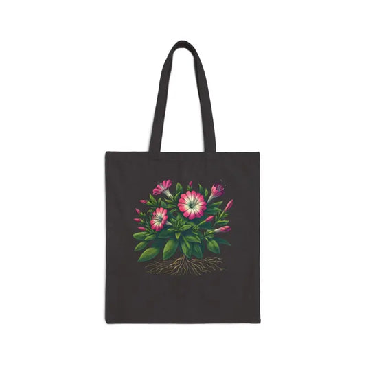 Botanical Pink Flower Tote - Instant Style Boost | Dipaliz - Black / 15’’ x 16’’ - Bags