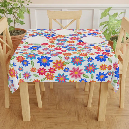 Flowers Pattern Tablecloth - Instant Makeover | Dipaliz - one Size / White - Tablecloths