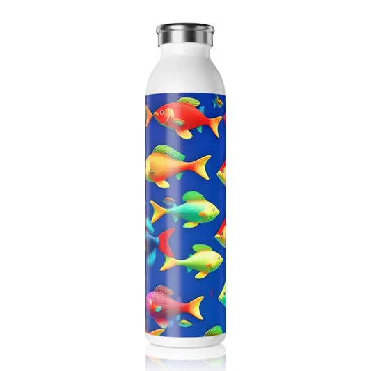 Slim Water Bottle - Colorful Fish Style | Dipaliz - 20oz / White - Bottles