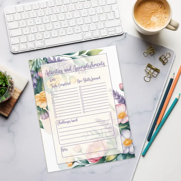 Level Up with Dipaliz Flowers Activities Planner Notepad