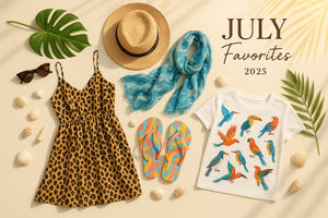July Vibes with Ocean Wave Scarf Abstract Flip Flops & Leopard Print