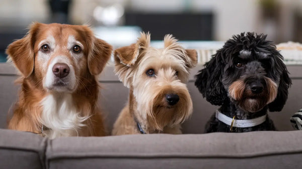 Must-have pet products for new owners, including dog hoodies, bandanas, beds, collars, bowls, and feeding mats