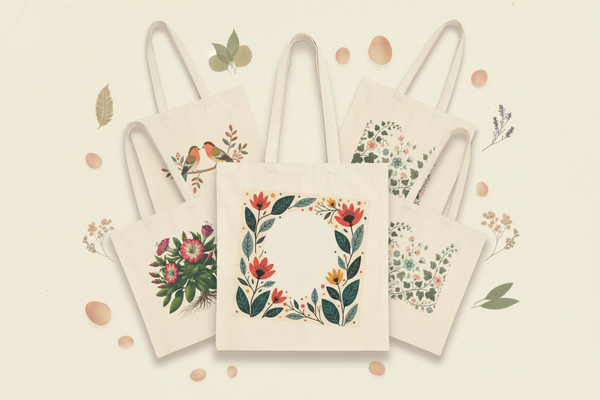Cottagecore tote bag collection collage banner