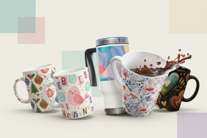 Geometric and abstract mugs collection banner