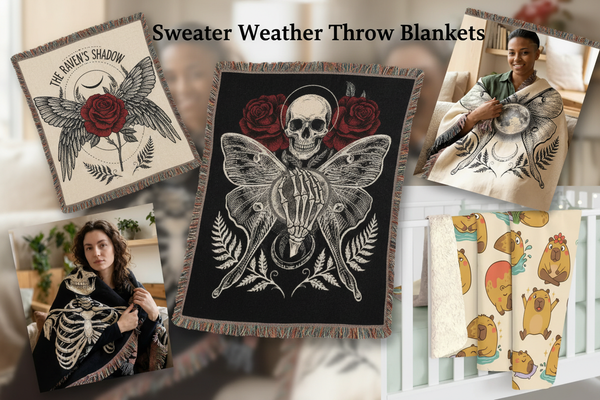 Sweater Weather Throw Blankets collage banner