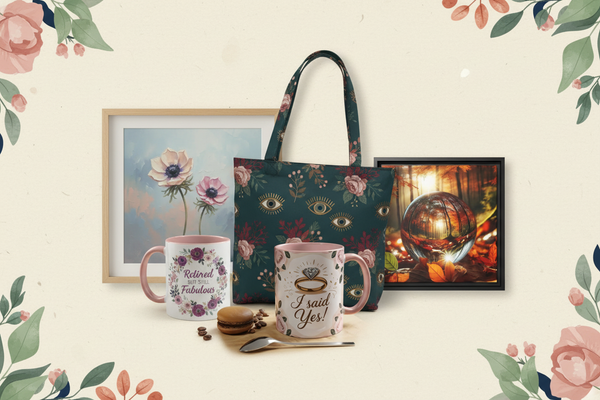 Expanded Botanical & Floral Mugs, Totes & Wall Art collage banner
