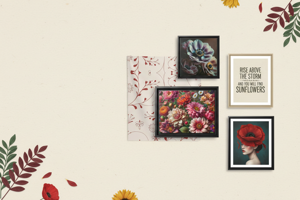Floral wall art collection collage banner