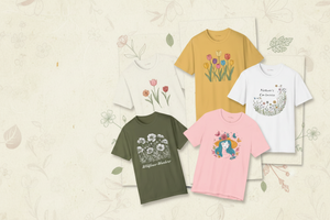 Floral graphic tee collection collage