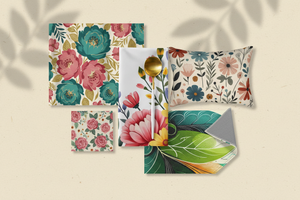Floral home decor product collage banner