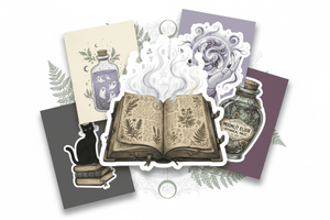 Witchy sticker and decal collage