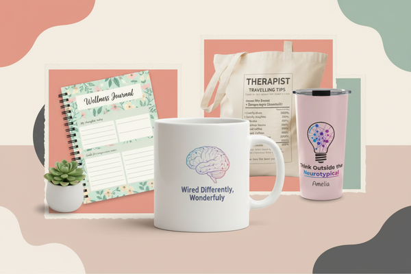 Inspirational gifts and apparel collection collage banner