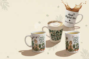 Coffee lover mugs collection collage banner