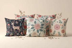 Floral throw pillow collection collage