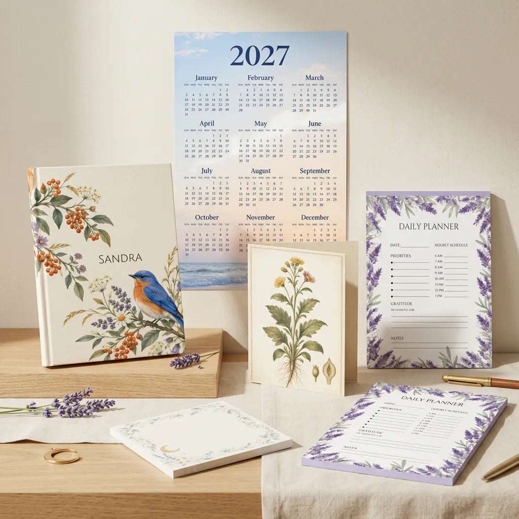 Square stationery collection showcase featuring the first five manually sorted products