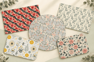 Rugs and bath mats collection banner collage