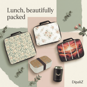 Square lunch bag collage banner