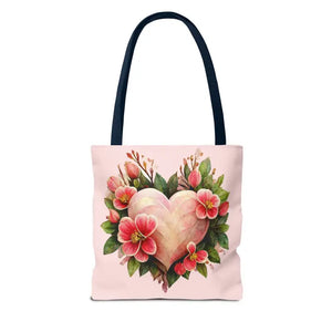 Pink Heart Tote Bag with Flowers Polyester Style - Dipaliz - Bags