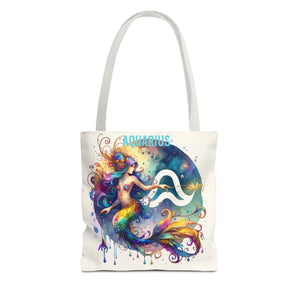 Vibrant Aquarius Zodiac Tote Bag - Polyester Daily - Dipaliz - Bags