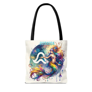 Aquarius Zodiac Polyester Tote Bag with Vibrant Style - Dipaliz - Bags