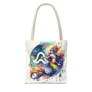 Aquarius Zodiac Polyester Tote Bag with Vibrant Style - Dipaliz - Bags