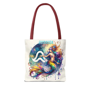 Aquarius Zodiac Polyester Tote Bag with Vibrant Style - Dipaliz - Bags