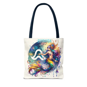 Aquarius Zodiac Polyester Tote Bag with Vibrant Style - Dipaliz - Bags