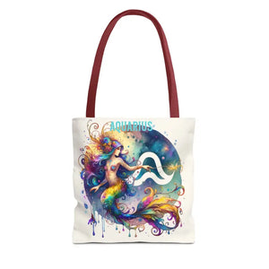 Aquarius Zodiac Polyester Tote Bag with Vibrant Style - Dipaliz - 13’’ × / Red - Bags