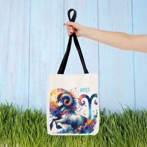 Bold Aries Tote Bag - Black Cotton Handles Design - Dipaliz - Bags