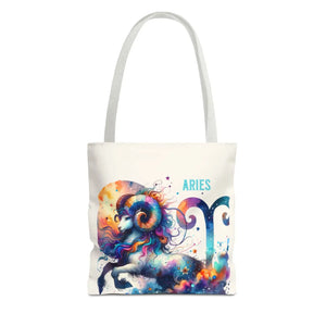 Bold Aries Tote Bag - Black Cotton Handles Design - Dipaliz - Bags