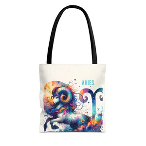 Aries Tote Bag Black Cotton Handles Bold Spirit Design Dipaliz - Bags