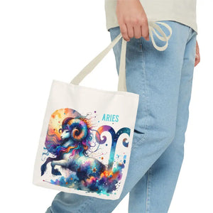Aries Tote Bag Black Cotton Handles Bold Spirit Design Dipaliz - Bags