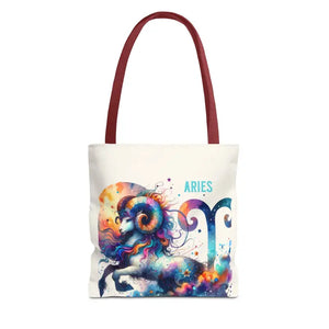 Aries Tote Bag Black Cotton Handles Bold Spirit Design Dipaliz - 13’’ × / Red - Bags
