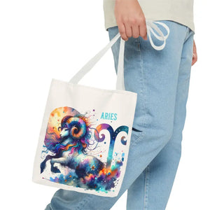 Aries Tote Bag Black Cotton Handles Bold Spirit Design Dipaliz - Bags