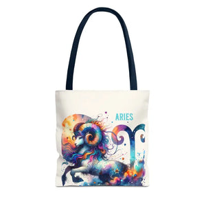 Aries Tote Bag Black Cotton Handles Bold Spirit Design Dipaliz - 13’’ × / Navy - Bags