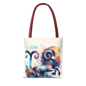 Aries Tote Bag Black Cotton Handles Bold Spirit Design Dipaliz - Bags