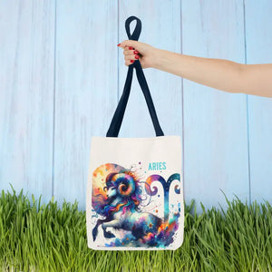 Aries Tote Bag Black Cotton Handles Bold Spirit Design Dipaliz - Bags