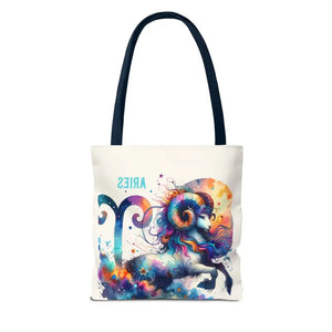 Aries Tote Bag Black Cotton Handles Bold Spirit Design Dipaliz - Bags