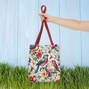 Tote Bag Black Cotton Handles Birds Flowers Print Dipaliz - Bags
