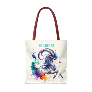 Capricorn Tote Bag Black Cotton Handles Zodiac Print - Dipaliz - Bags