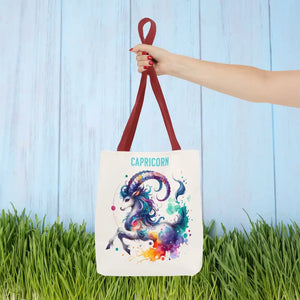 Capricorn Tote Bag Black Cotton Handles Zodiac Print - Dipaliz - Bags