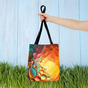 Vibrant Abstract Pattern Tote Bag Black Cotton Handles Dipaliz - Bags